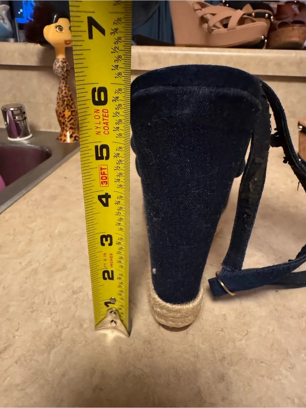 Women’s Navy Espadrille Wedge Sandals with Wrap Straps Size 10